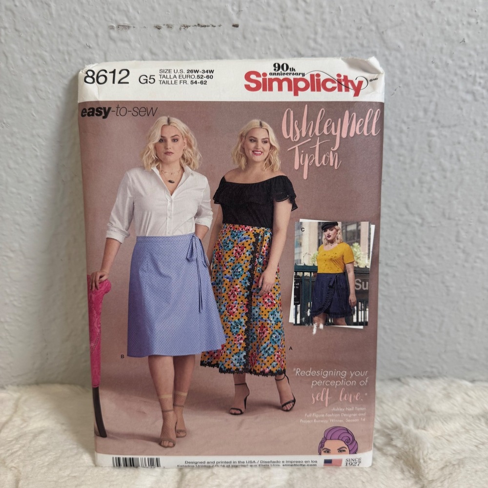 Simplicity 8612 Ashley Nell Tipton Plus Size Wrap Skirt Sewing Pattern 26W-34W